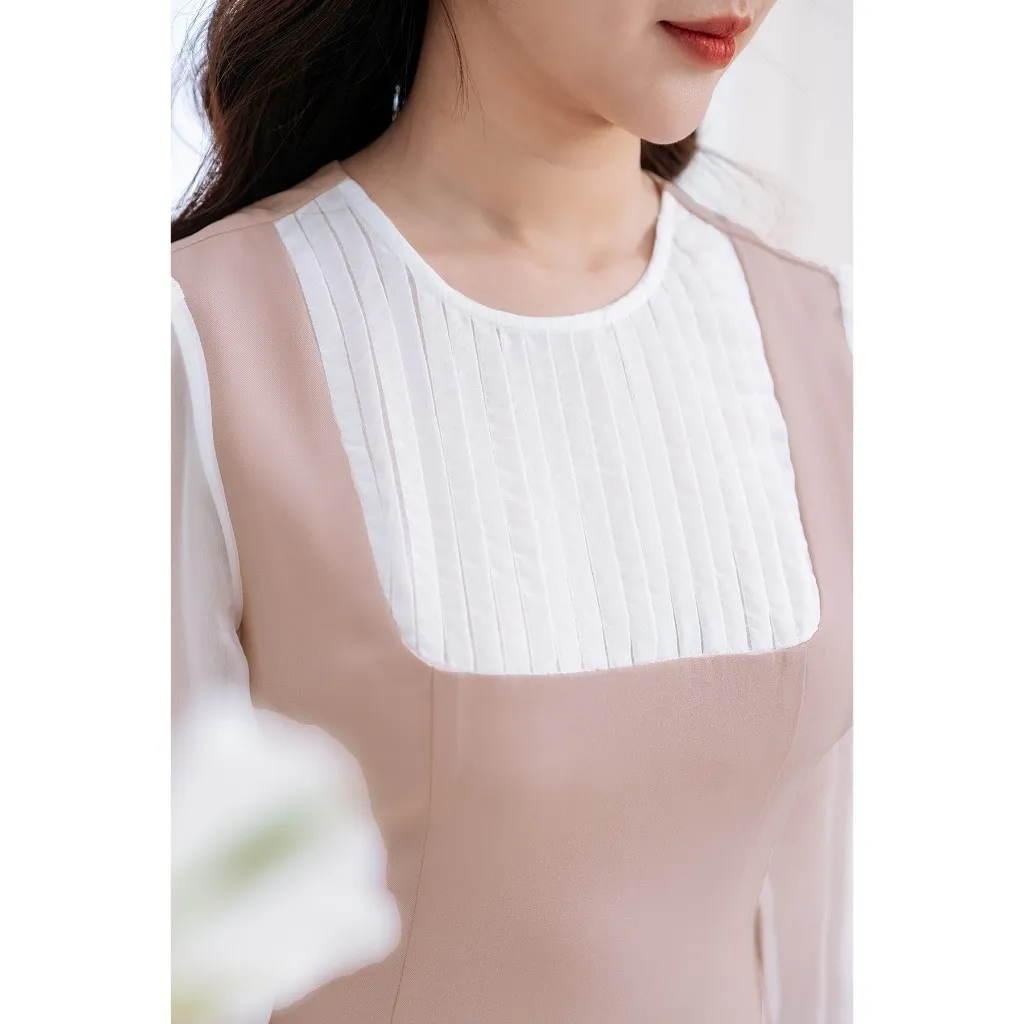 Ảnh Đầm Dáng A VIEN TRAN Tay Bồng Phối Voan V63R23Q004 2