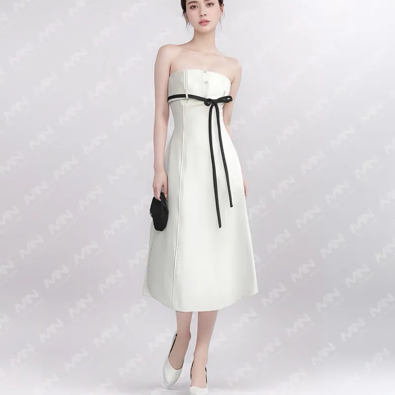 Ảnh Đầm dự tiệc MINA dáng suông dài midi thiết kế cúp ngực chất KaKi quyến rũ sang trọng MN244 3