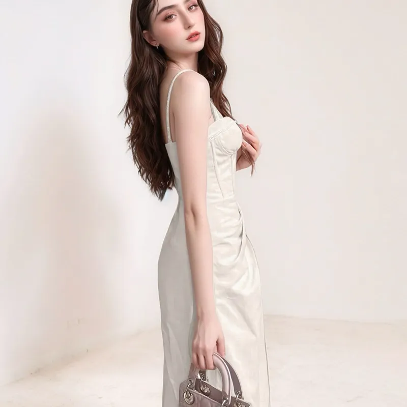 Ảnh Đầm dự tiệc thương hiệu Đầm Váy Mina thiết kế hai dây dáng xoè midi chất liệu Linen MN241 4
