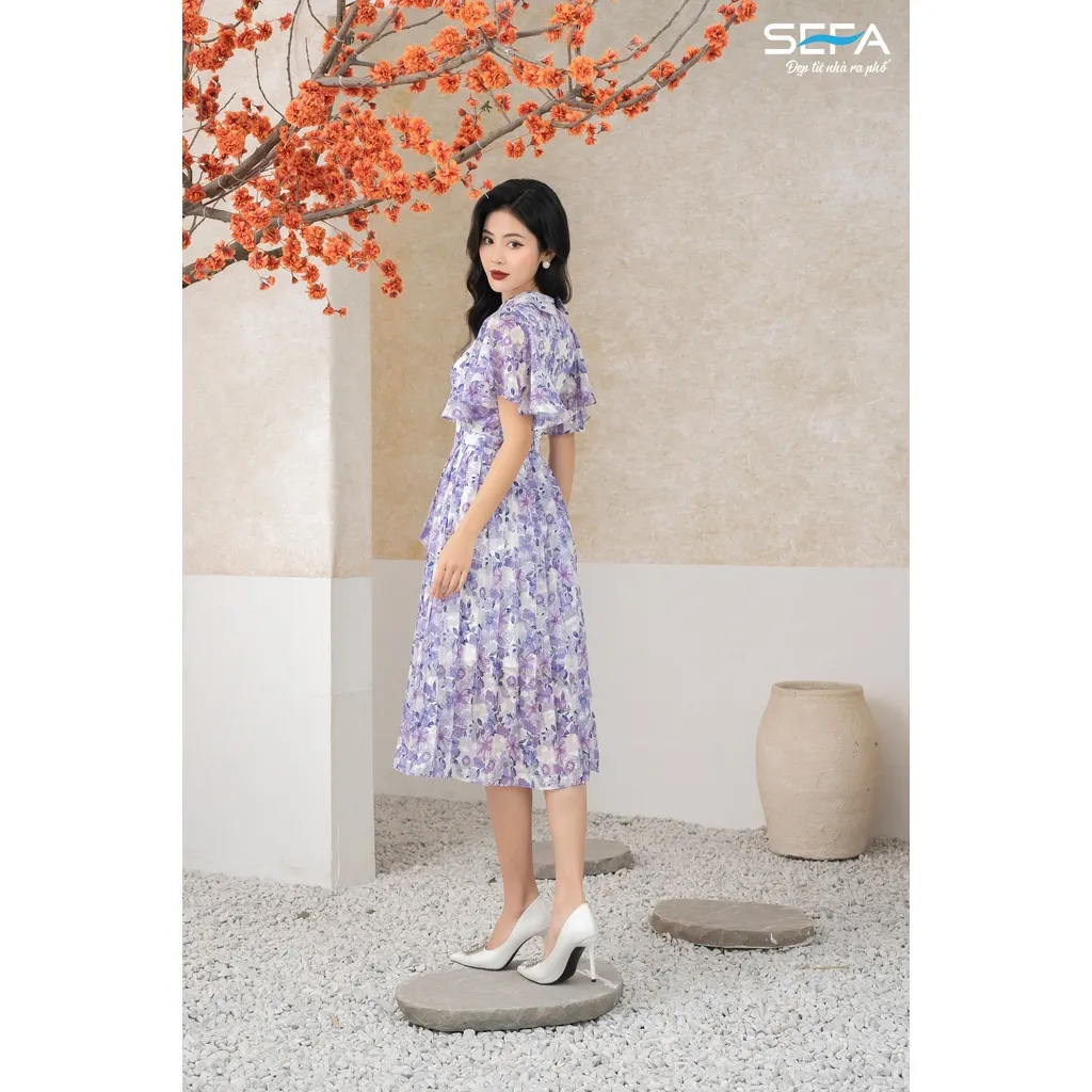 Ảnh Đầm hoa cổ đức xếp ly SEFA 200020780 3