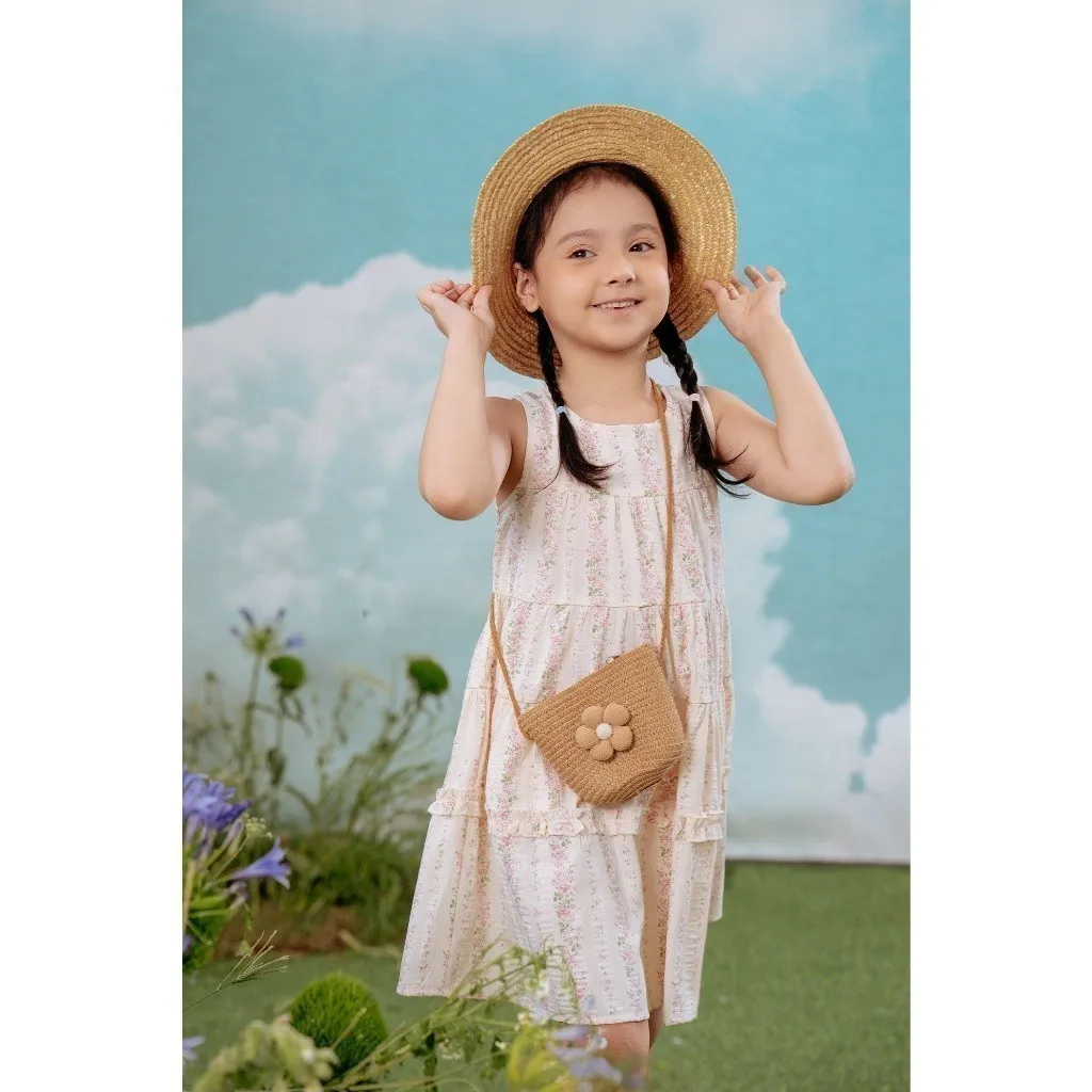 Ảnh Đầm kiểu bé gái Rabity sát nách cotton họa tiết hoa 952012 2