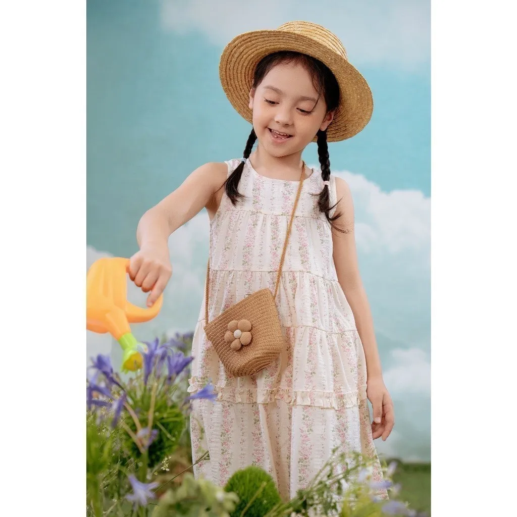 Ảnh Đầm kiểu bé gái Rabity sát nách cotton họa tiết hoa 952012 4