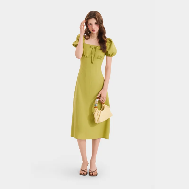 Đánh Giá Đầm Linen Cổ Vuông MARC FASHION Tay Phồng Smocking - FASH020525