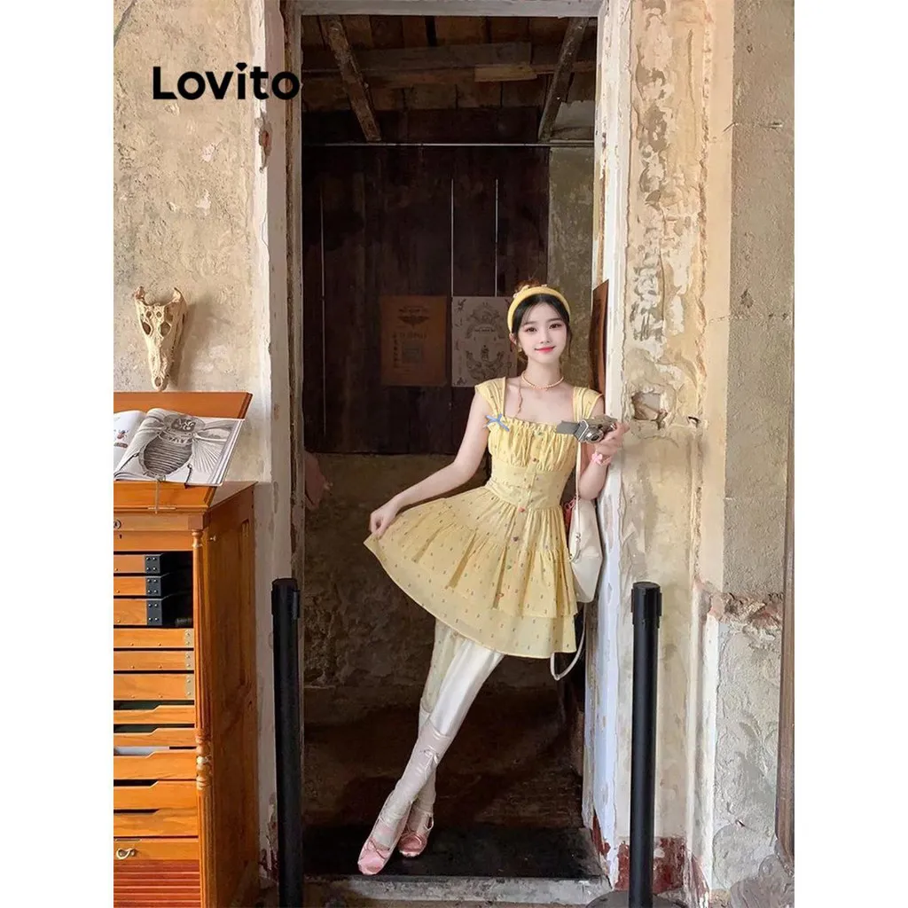 Ảnh Đầm Lovito họa tiết chấm bi phong cách thường ngày cho nữ LNA65350 2
