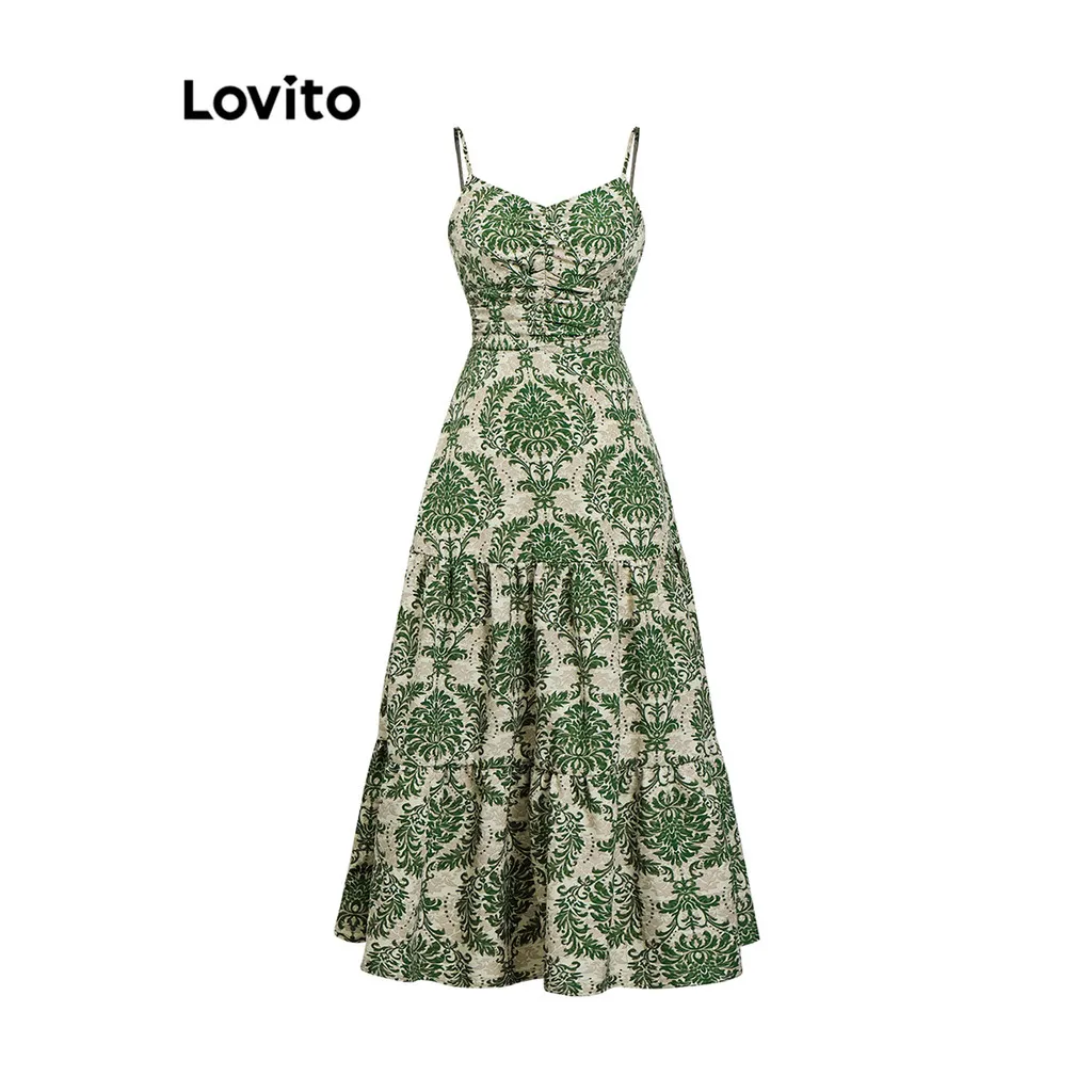 Ảnh Đầm Lovito vải gân thắt nơ phía sau họa tiết paisley phong cách Boho cho nữ L87ED315 3