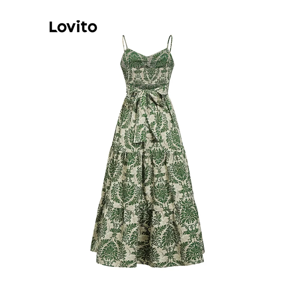 Ảnh Đầm Lovito vải gân thắt nơ phía sau họa tiết paisley phong cách Boho cho nữ L87ED315 4