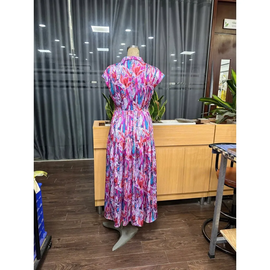 Ảnh Đầm Sơ Mi Nữ Công Sở MY WAY Chiét Eo Họa Tiết Sang Trọng 3MD02221 1