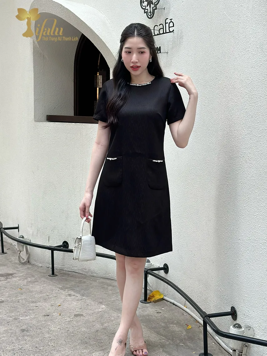 Ảnh Đầm suông, Đầm váy đen bigsize TIFALU - ZOL320BLK 4