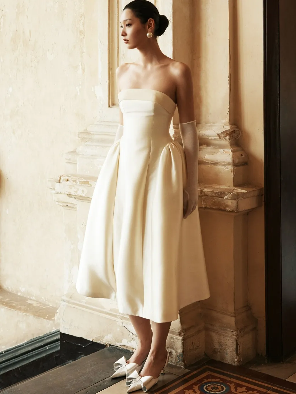 Ảnh Đầm taffeta phối nhung, quây cúp ngực Lucielle Dress HUONG BOUTIQUE HBV1332 1