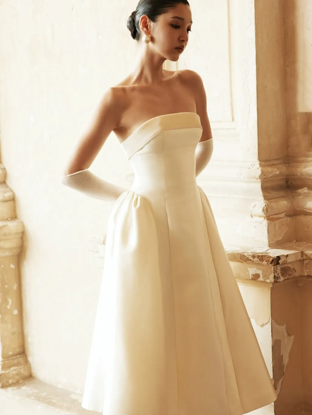 Ảnh Đầm taffeta phối nhung, quây cúp ngực Lucielle Dress HUONG BOUTIQUE HBV1332 4