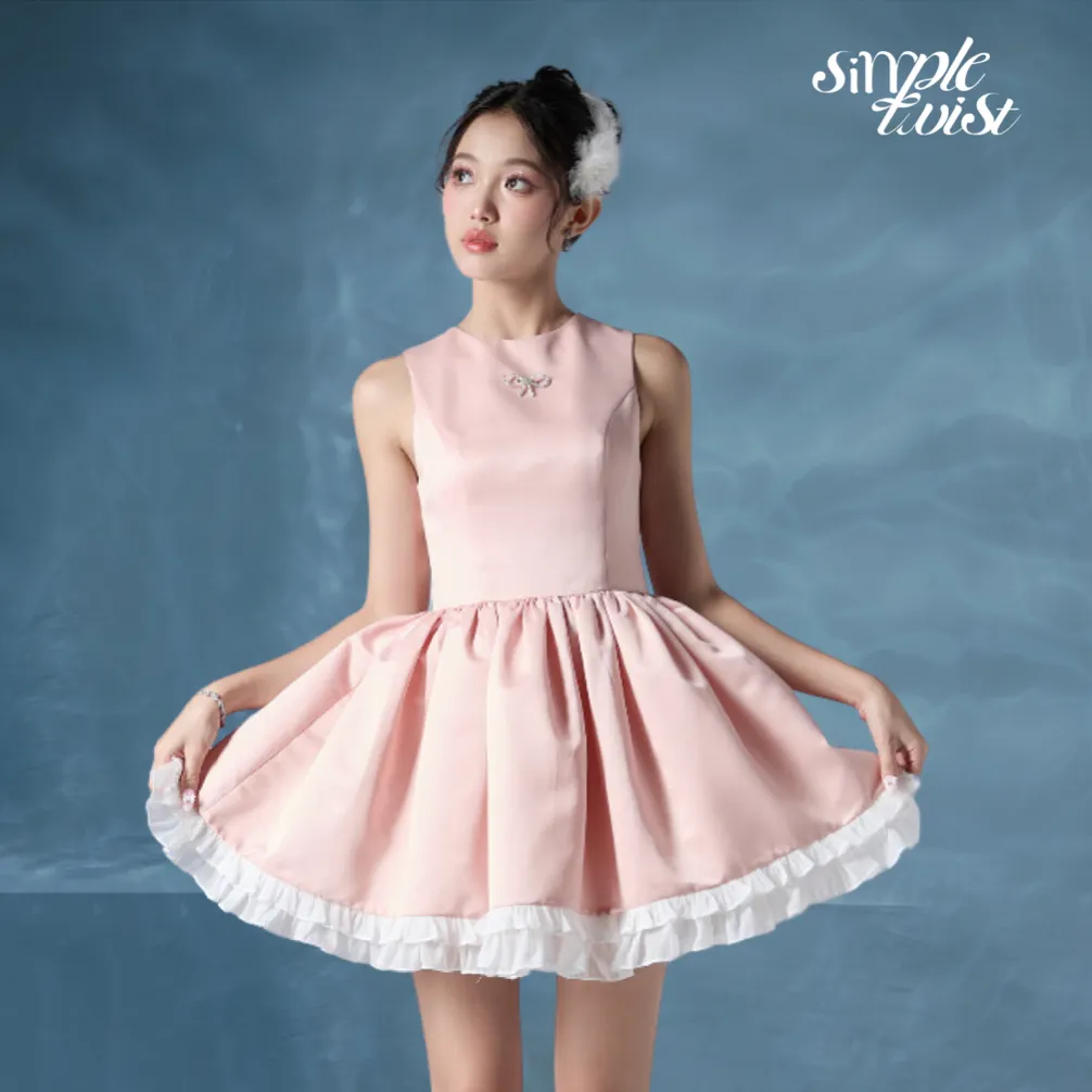 Ảnh Đầm thiết kế dáng chữ A màu hồng PINK SWAN tiểu thư, sang chảnh dự tiệc - Simple Twist 4