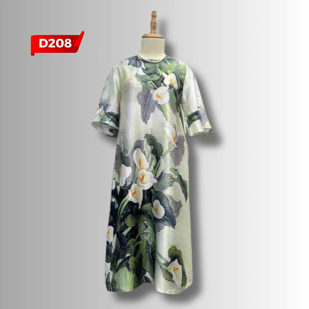 Ảnh Đầm Trung Niên MAI THY, Kiểu Váy Ngắn Tay In 3D Cho Mẹ Đi Tiệc Lịch Sự | Thời Trang Trung Niên U60 3