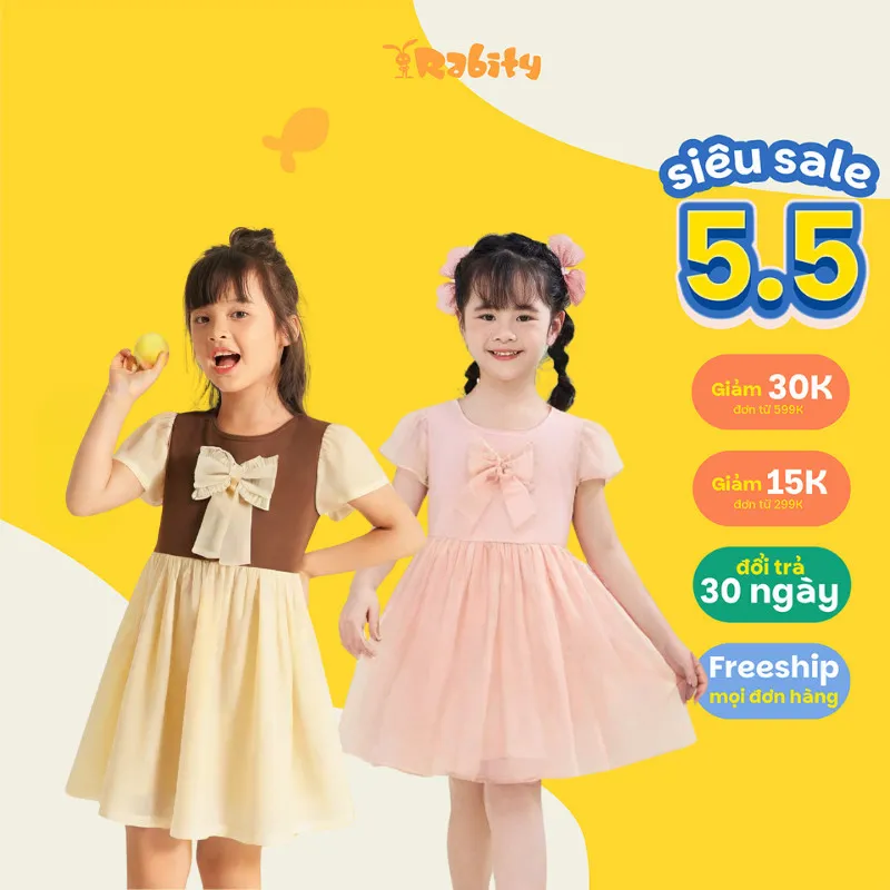 Ảnh Đầm váy thô ngắn tay bé gái Rabity 950.076 1