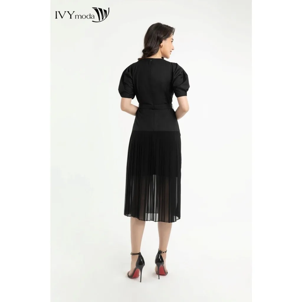 Ảnh Đầm xòe hạ eo xếp ly nữ IVY moda MS 48M7565 2