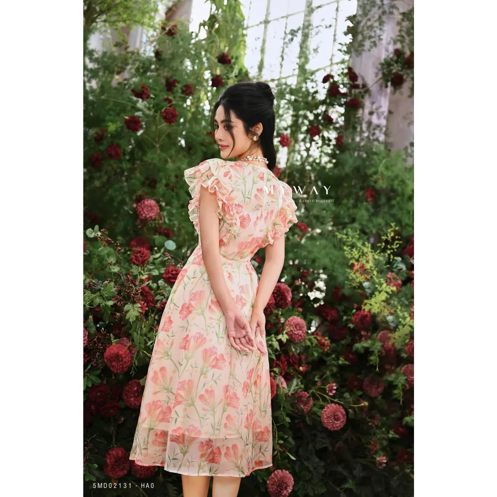 Ảnh Đầm Xòe Nữ My Way Đi Chơi Tay Bèo Họa Tiết Hoa Cao Cấp 5MD02131 DB 3