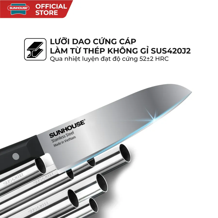Ảnh Dao làm bếp đa năng Sunhouse KS-KN165KS - Chất liệu thép SUS420J2 không gỉ - Công nghệ mài đơn - Hàng chính hãng 4
