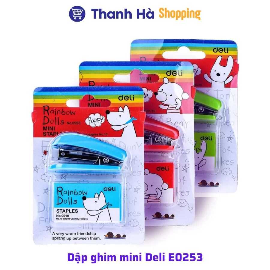 Ảnh Dập ghim mini Deli E0253 - Dập ghim mini No.10 - kèm 1000 chiếc ghim 12 trang 1