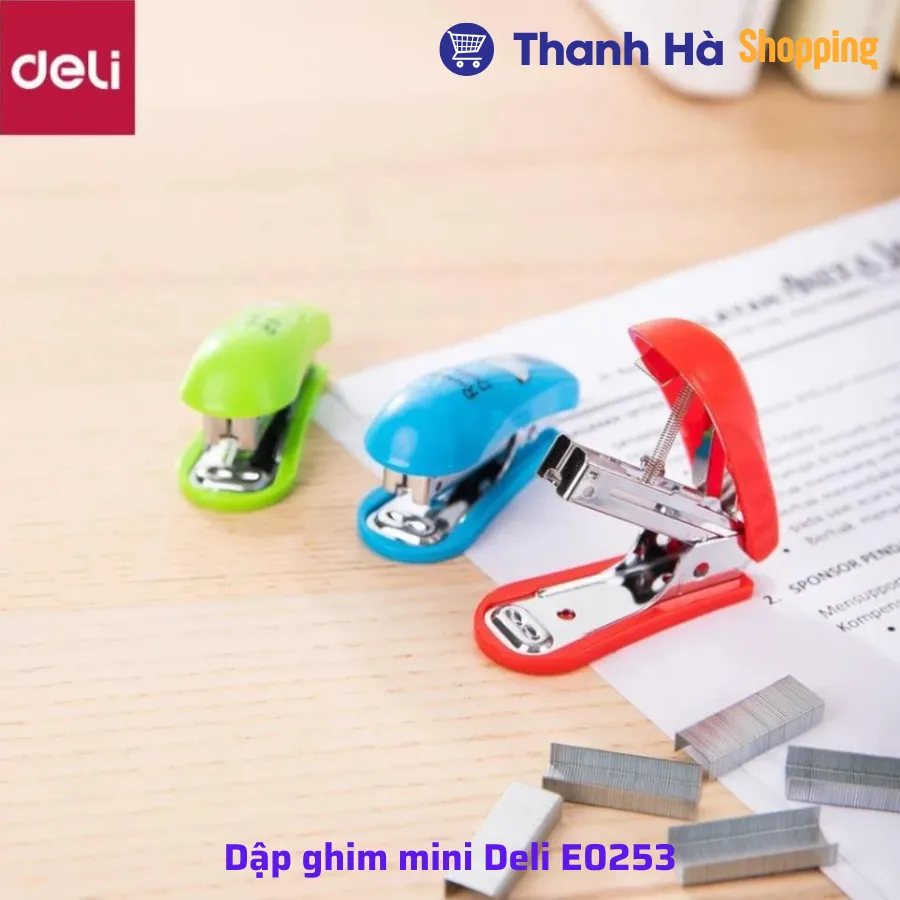 Ảnh Dập ghim mini Deli E0253 - Dập ghim mini No.10 - kèm 1000 chiếc ghim 12 trang 3