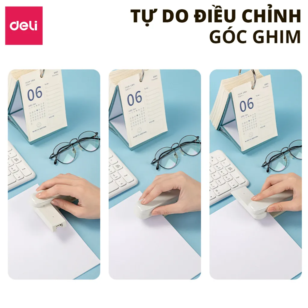 Ảnh Dập Ghim Xoay Chiều DELI Ghim Bấm 40 Trang Cao Cấp Sử Dụng Học Sinh Văn Phòng Sử Dụng Ghim 24/6 26/6 1