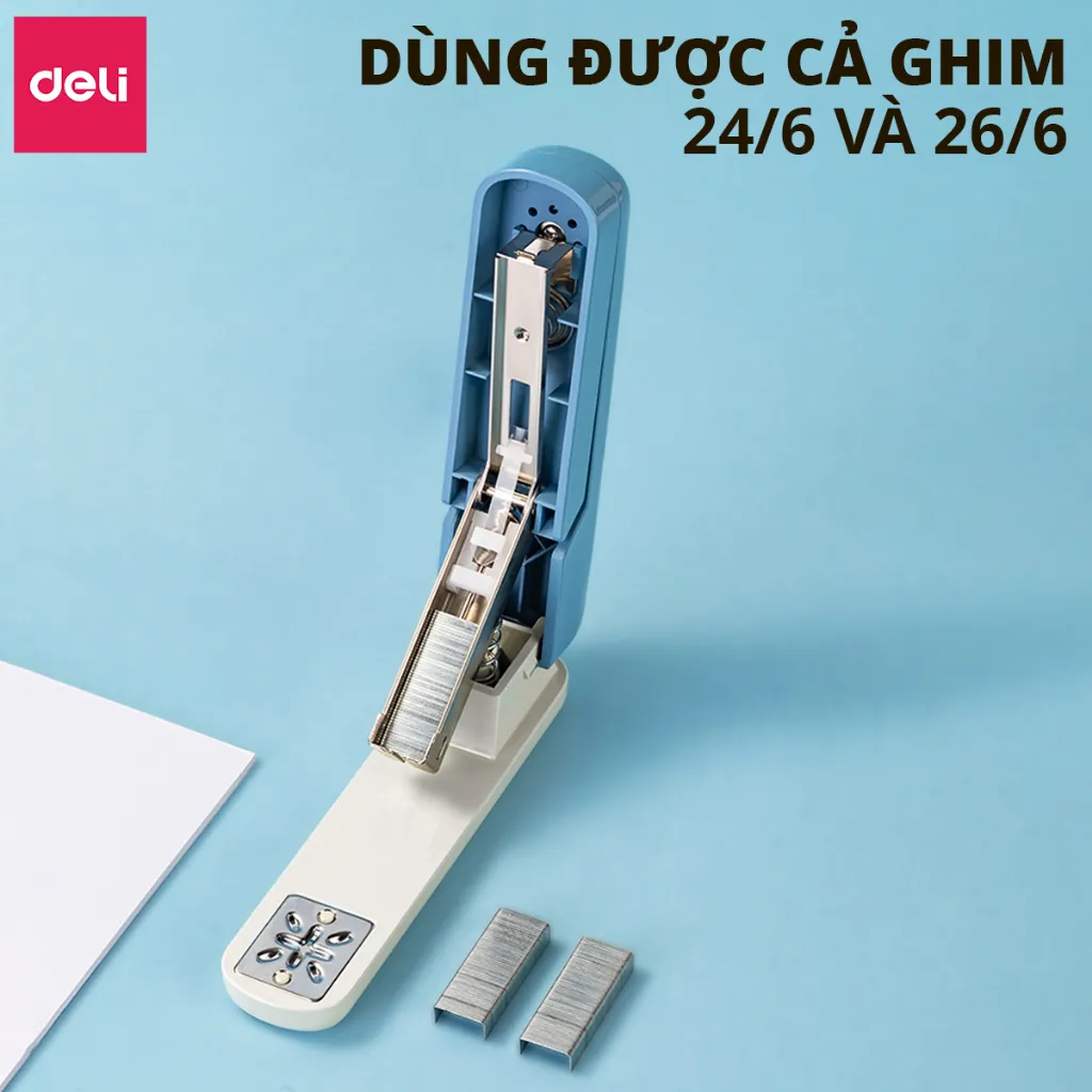 Ảnh Dập Ghim Xoay Chiều DELI Ghim Bấm 40 Trang Cao Cấp Sử Dụng Học Sinh Văn Phòng Sử Dụng Ghim 24/6 26/6 4