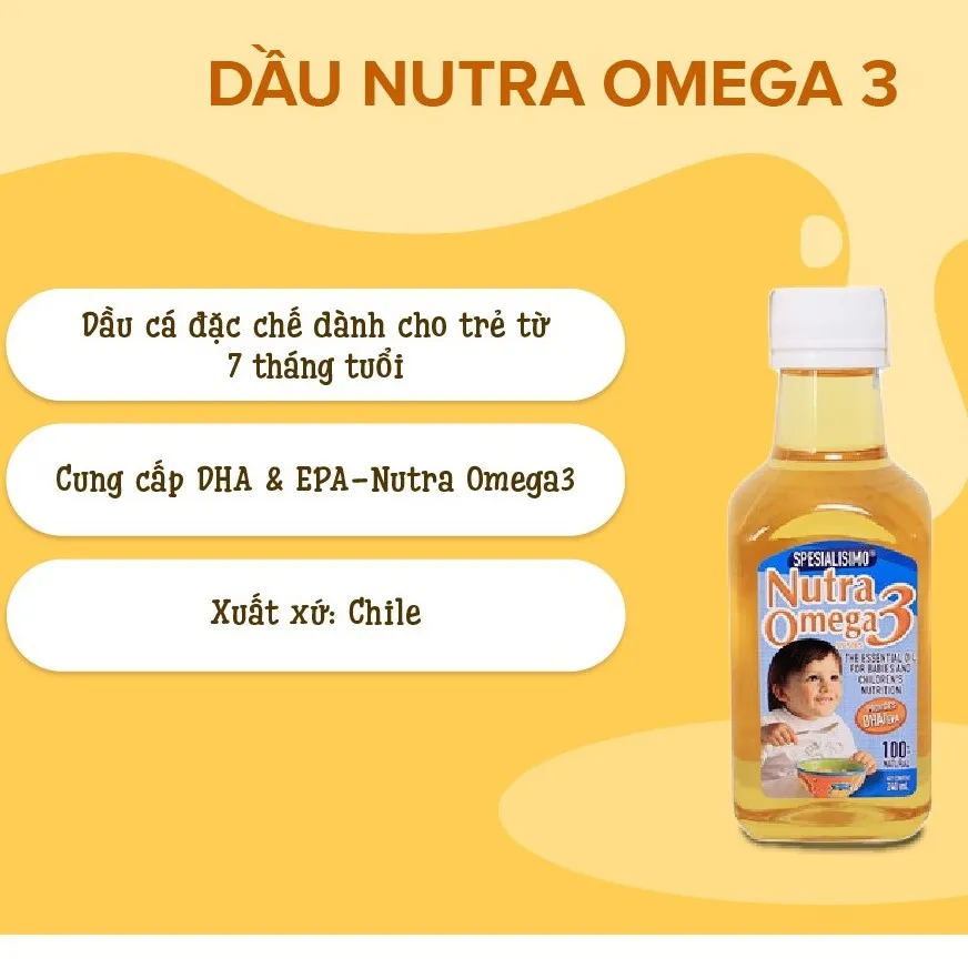 Ảnh Dầu cá ăn dặm Nutra Omega 3 - Nhập khẩu từ Chi lê 240ml bổ sung DHA & EPA cho trẻ từ 7 tháng tuổi 1