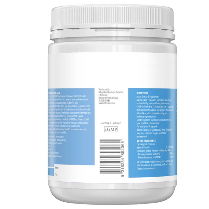 Ảnh Dầu cá Fish Oil 1000mg Omega 3 Healthy Care Extaste 400 2
