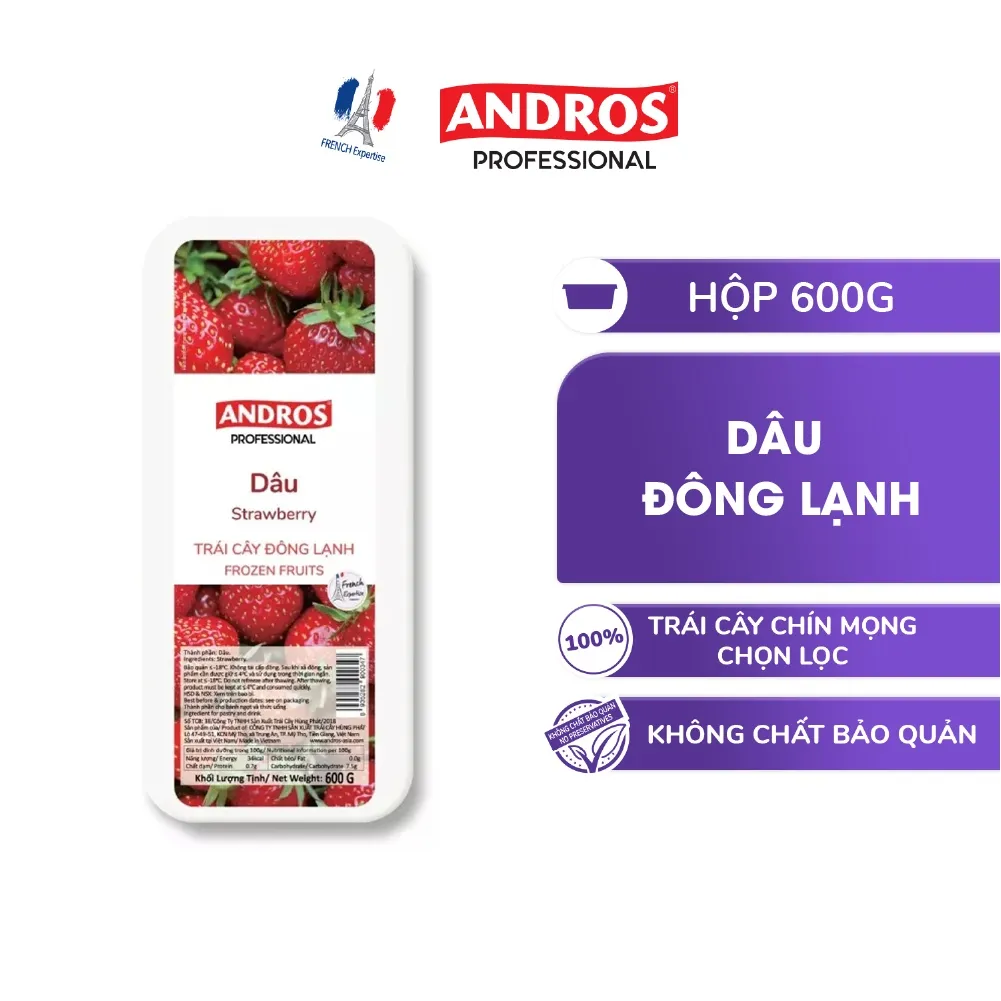 Ảnh Dâu Đông Lạnh - Không chất bảo quản - Trái cây đông lạnh ANDROS IQF - 600g - [Chỉ giao HCM] 2