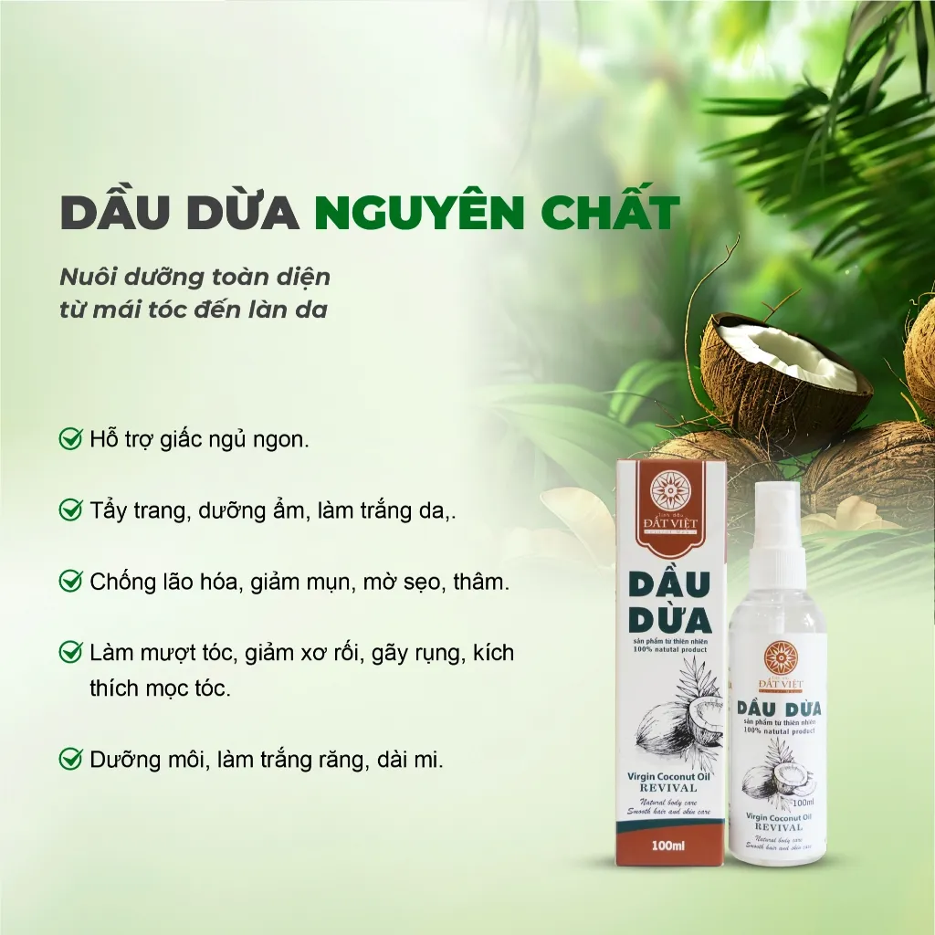 Ảnh Dầu dừa dưỡng tóc ép lạnh Đất Việt dung tích 100ml - Dưỡng tóc, dưỡng mi, an toàn cho bé sơ sinh 3