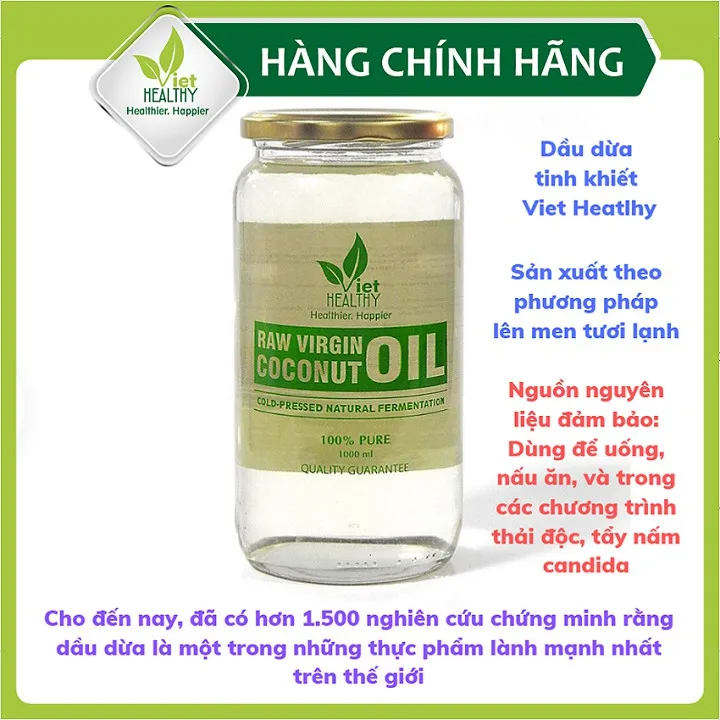 Ảnh Dầu Dừa Lên Men Tách Lạnh Tinh Khiết  VietHealthy 1000ml 3