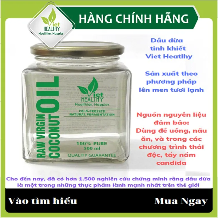 Ảnh Dầu Dừa Lên Men Tách Lạnh Tinh Khiết  VietHealthy 500ml 3