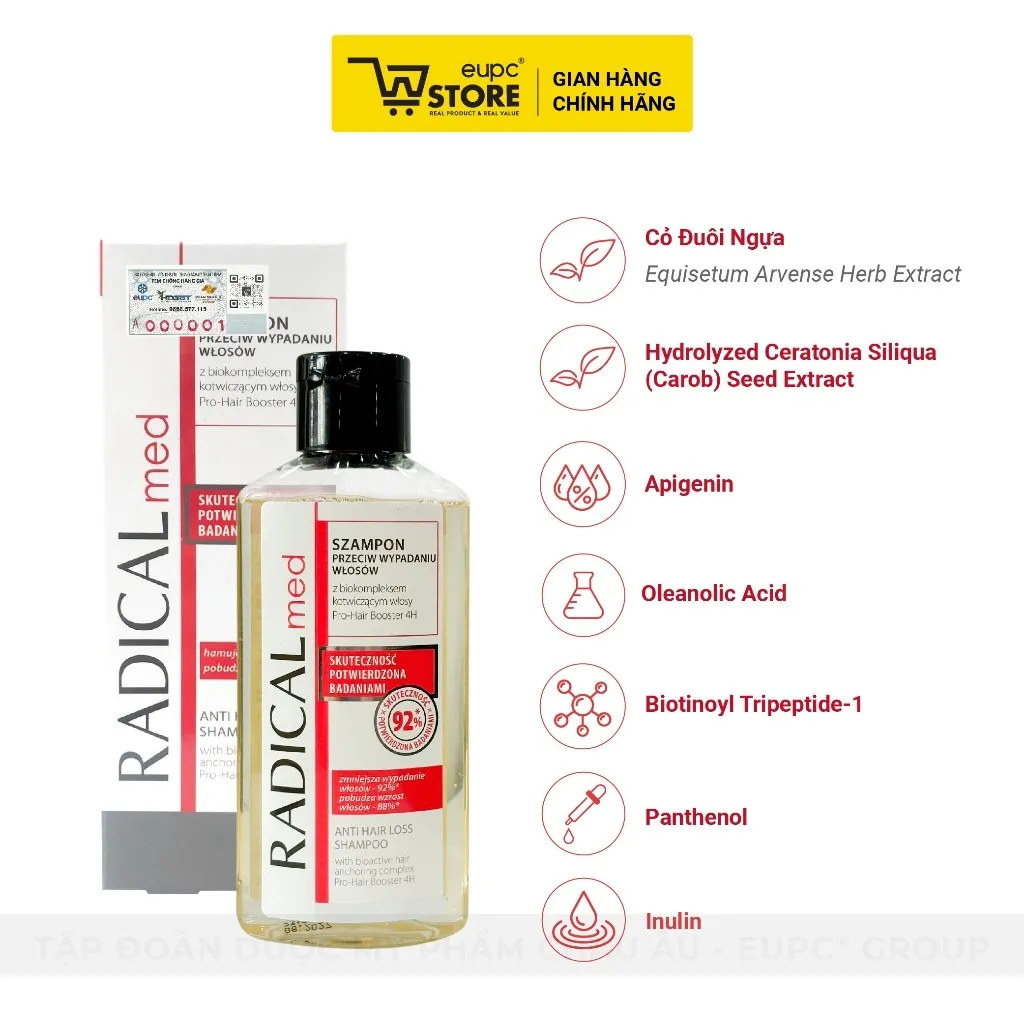 Ảnh Dầu Gội Giúp Giảm Rụng Tóc Radical Med 100ml Dưỡng Ẩm, Chăm Sóc Tóc & Da Đầu, Giúp Tóc Chắc Khỏe EUPC STORE 1