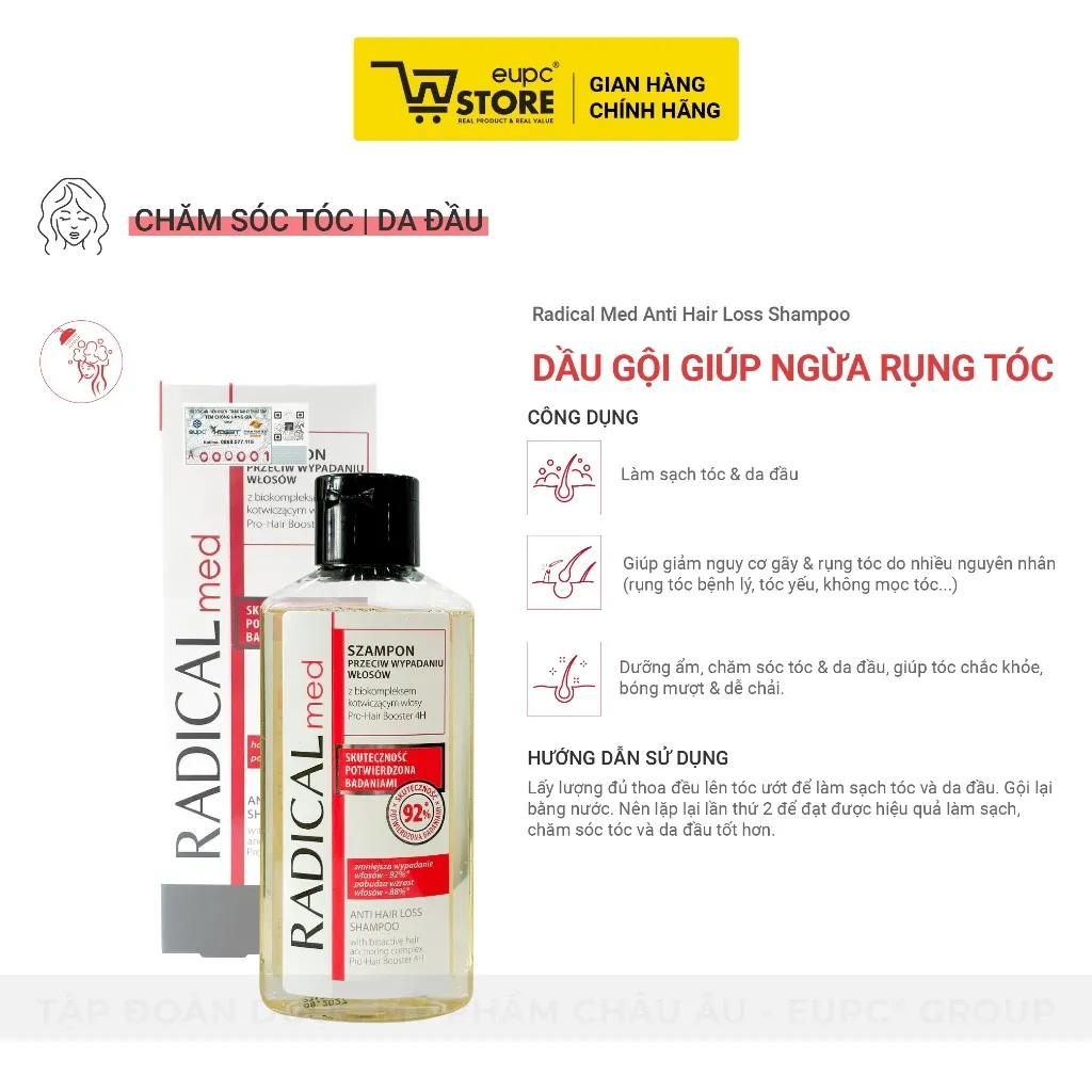 Ảnh Dầu Gội Giúp Giảm Rụng Tóc Radical Med 100ml Dưỡng Ẩm, Chăm Sóc Tóc & Da Đầu, Giúp Tóc Chắc Khỏe EUPC STORE 2