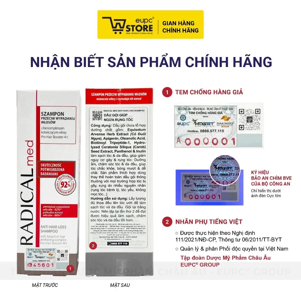 Ảnh Dầu Gội Giúp Giảm Rụng Tóc Radical Med 100ml Dưỡng Ẩm, Chăm Sóc Tóc & Da Đầu, Giúp Tóc Chắc Khỏe EUPC STORE 3