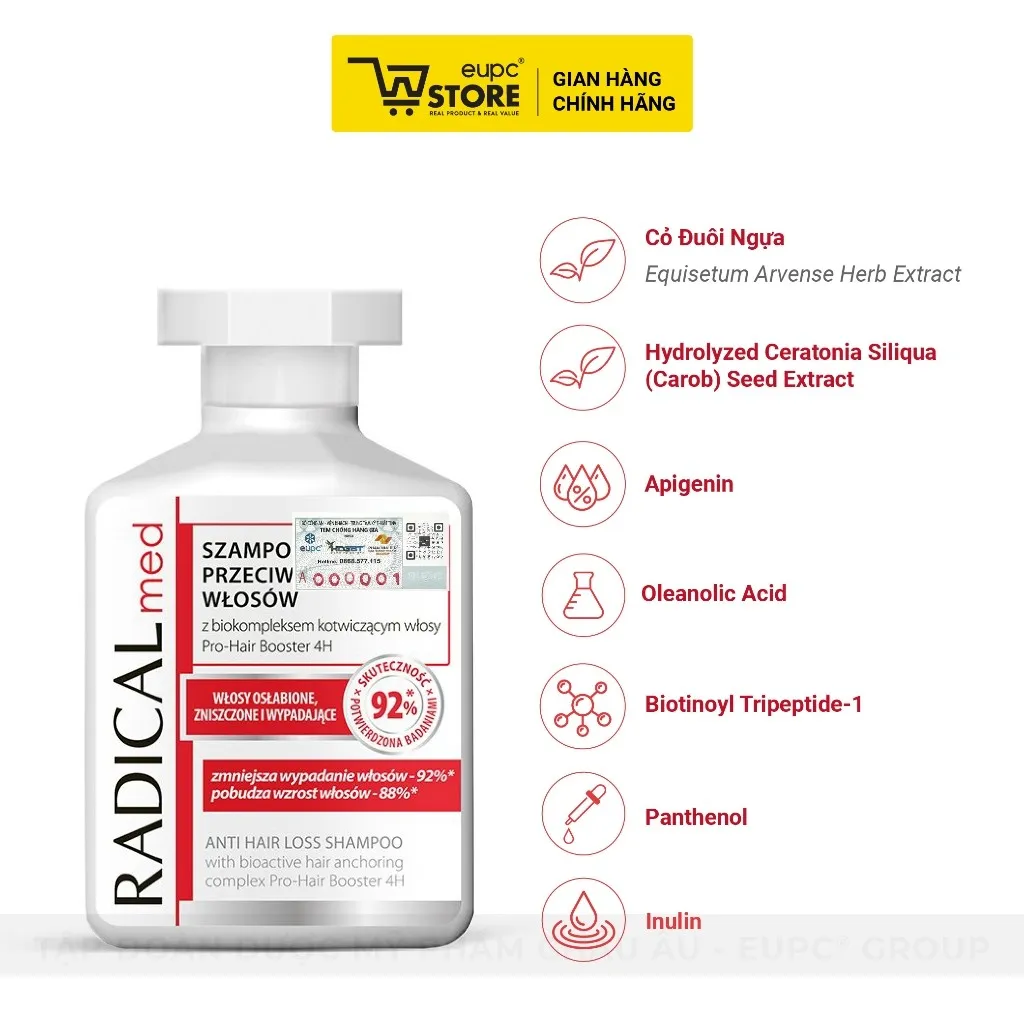 Ảnh Dầu Gội Giúp Giảm Rụng Tóc Radical Med 300ml Dưỡng Ẩm, Chăm Sóc Tóc Và Da Đầu, Giúp Tóc Chắc Khỏe EUPC STORE 1