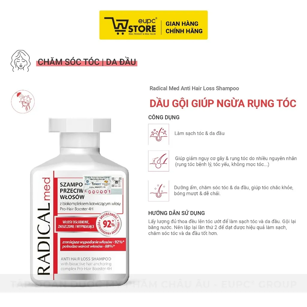 Ảnh Dầu Gội Giúp Giảm Rụng Tóc Radical Med 300ml Dưỡng Ẩm, Chăm Sóc Tóc Và Da Đầu, Giúp Tóc Chắc Khỏe EUPC STORE 2