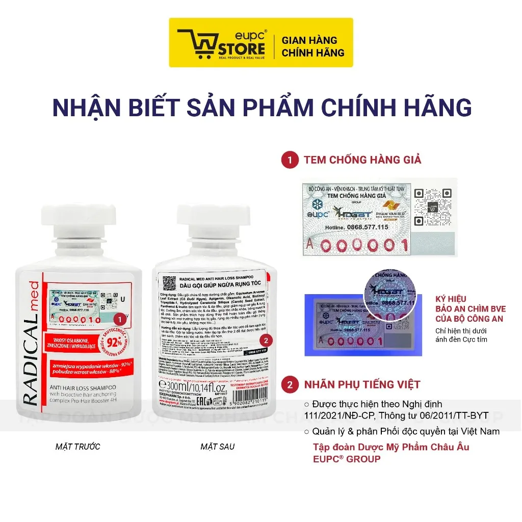 Ảnh Dầu Gội Giúp Giảm Rụng Tóc Radical Med 300ml Dưỡng Ẩm, Chăm Sóc Tóc Và Da Đầu, Giúp Tóc Chắc Khỏe EUPC STORE 3