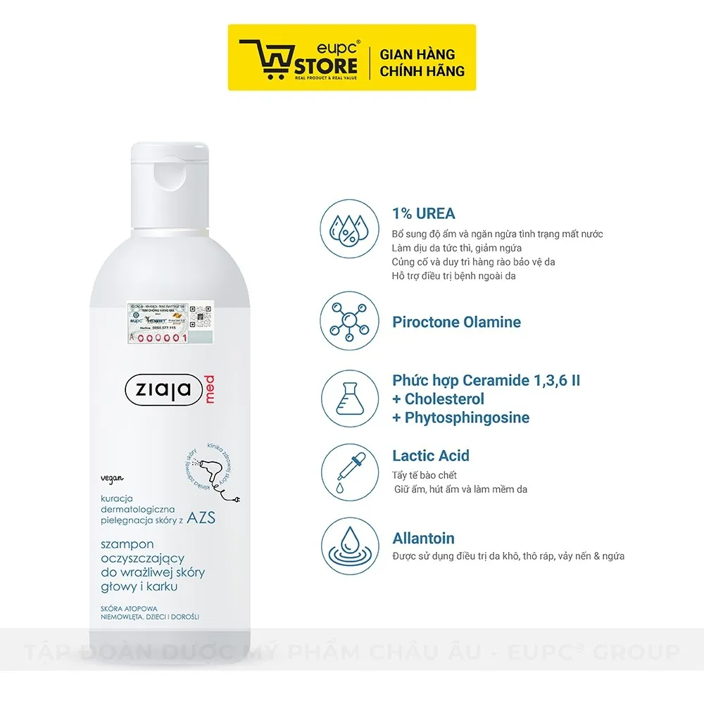 Ảnh Dầu Gội Làm Sạch Tóc Và Dịu Nhẹ Vùng Da Đầu, Gáy Ziaja Med 300ml An Toàn Cho Da Nhạy Cảm Và Trẻ Nhỏ EUPC STORE 1