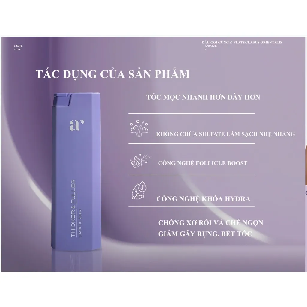 Ảnh Dầu Gội Mọc Tóc Nhanh ARRACARE THICKER & FULLER  Không Sulfate, Ngừa Rụng, Kích Mọc Tóc Tự Nhiên 200ml 3