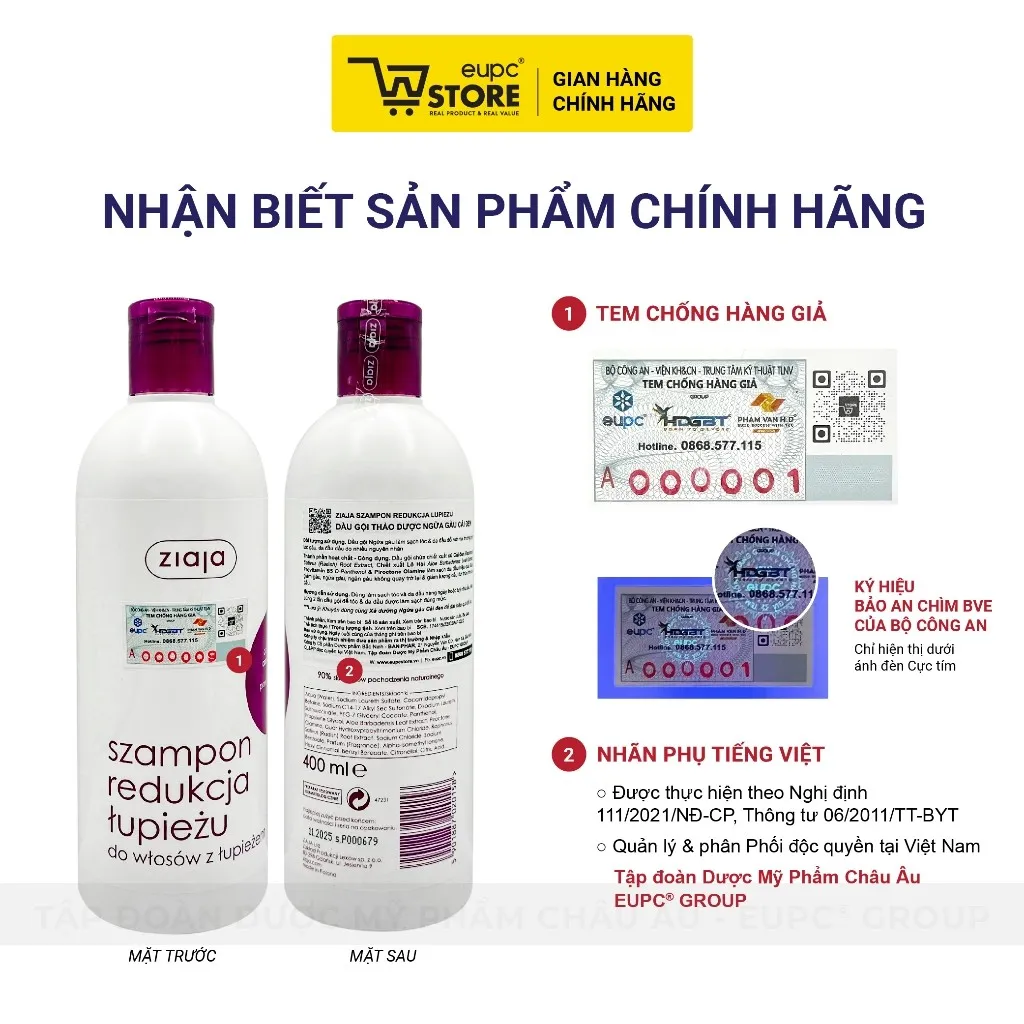 Ảnh Dầu Gội Thảo Dược Giảm Gàu Cải Đen Ziaja 400ml Làm Sạch, Ngăn Gàu Quay Trở Lại EUPC STORE 4