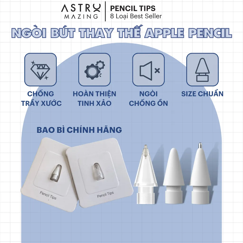Ảnh Đầu ngòi bút thay thế cao cấp AstroMazing cho bút Apple Pencil 1 và 2 1