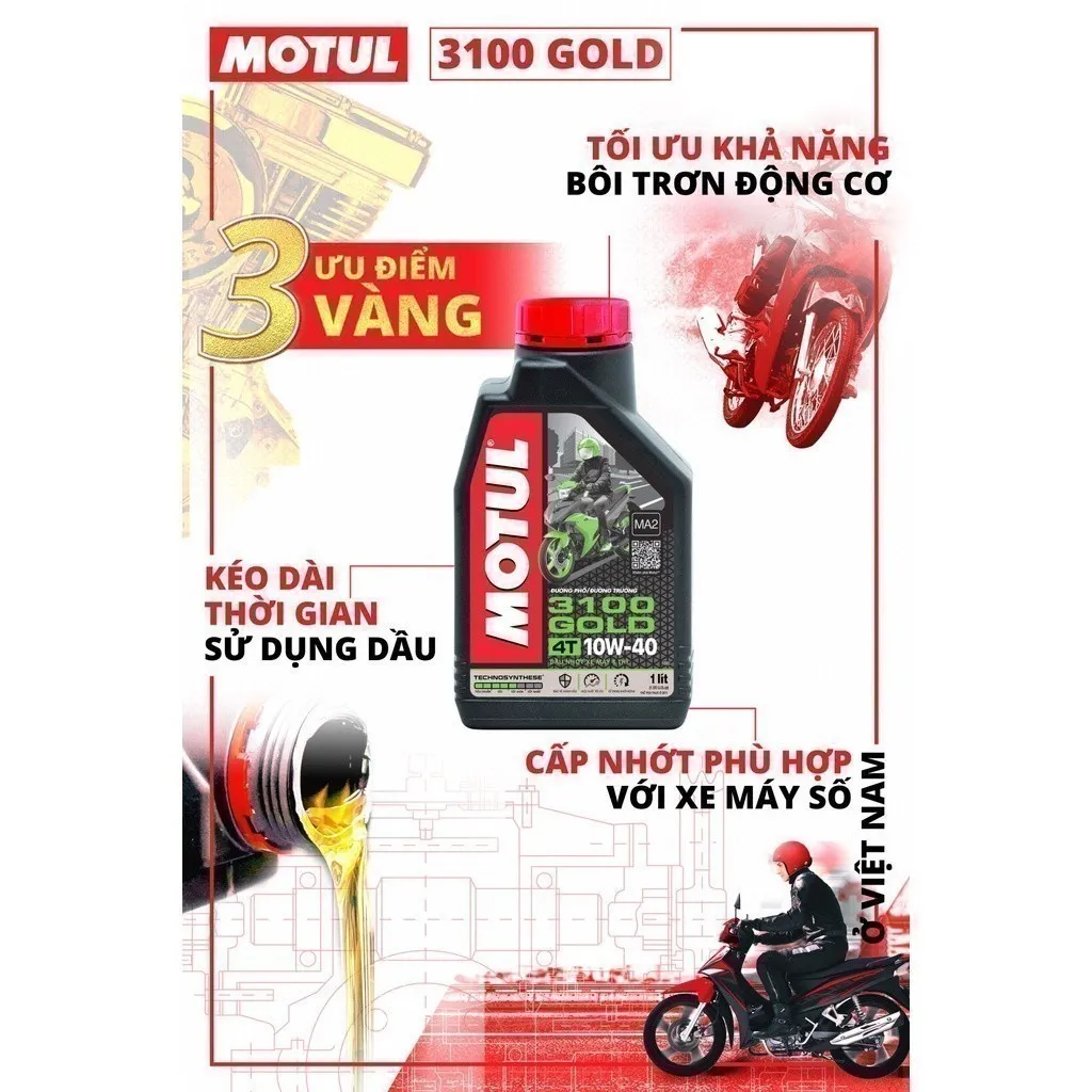 Ảnh Dầu nhớt xe Máy MOTUL 3100 GOLD 4T 10W40 1L 3