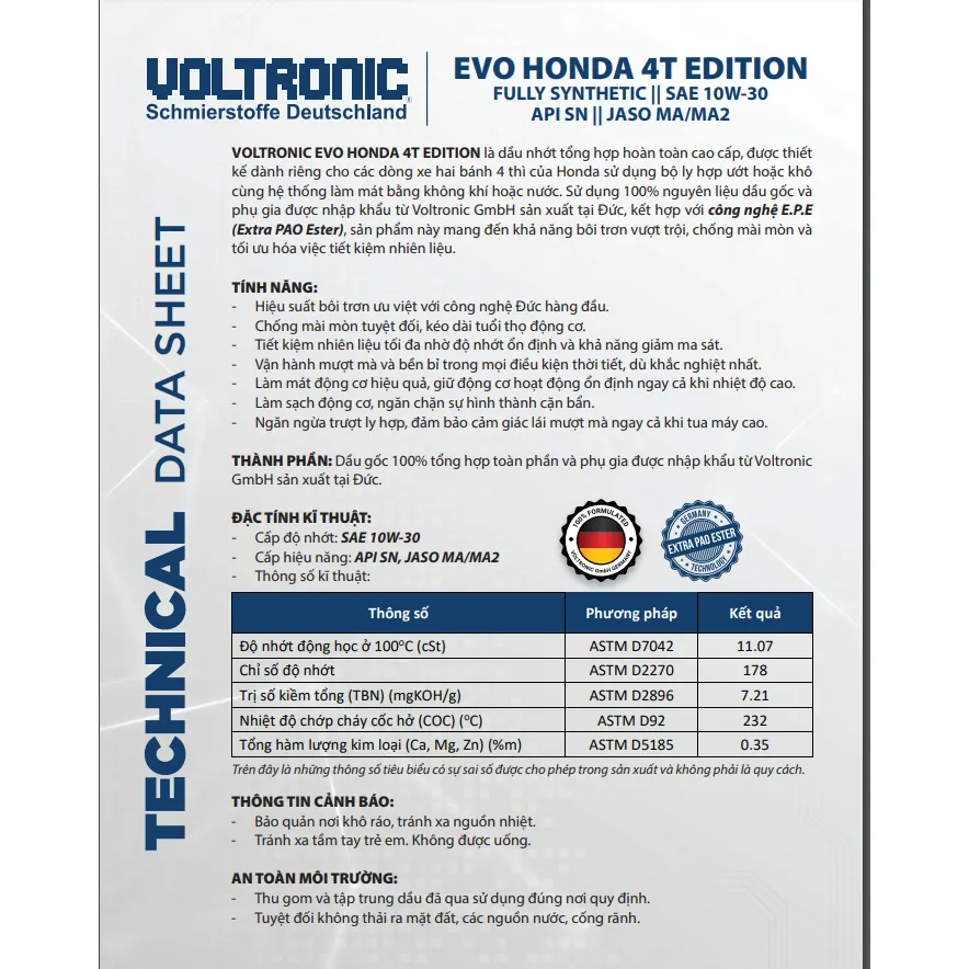 Ảnh Dầu Nhớt Xe Số Voltronic EVO 4T Edition 10w30 800ml 2