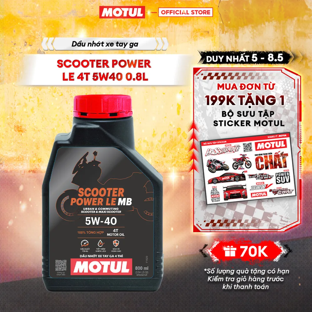 Ảnh Dầu nhớt xe tay ga Motul Scooter Power LE 4T 5W40 dung tích 0.8L 1