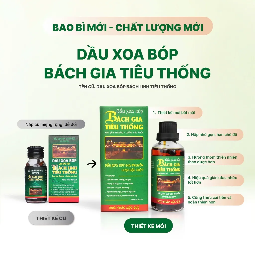 Ảnh Dầu nóng xoa bóp xương khớp thảo dược Bách gia tiêu thống (Nóng vừa) - Giảm đau khớp, cổ vai gáy 2