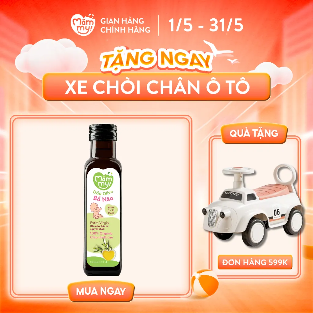 Ảnh Dầu Olive bổ não Mămmy cho trẻ ăn dặm, hữu cơ nguyên chất chai 100ml 1