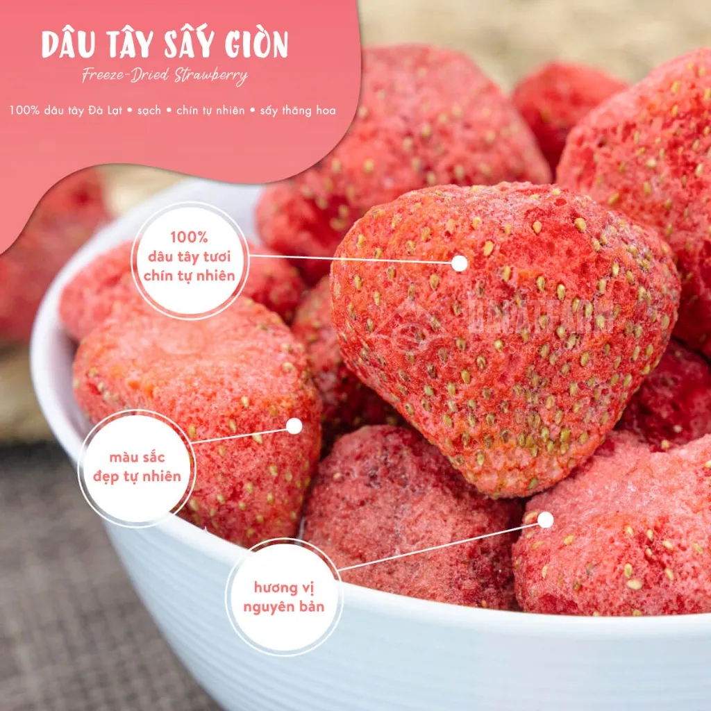 Ảnh Dâu Tây Sấy Giòn - Hộp 100g 1