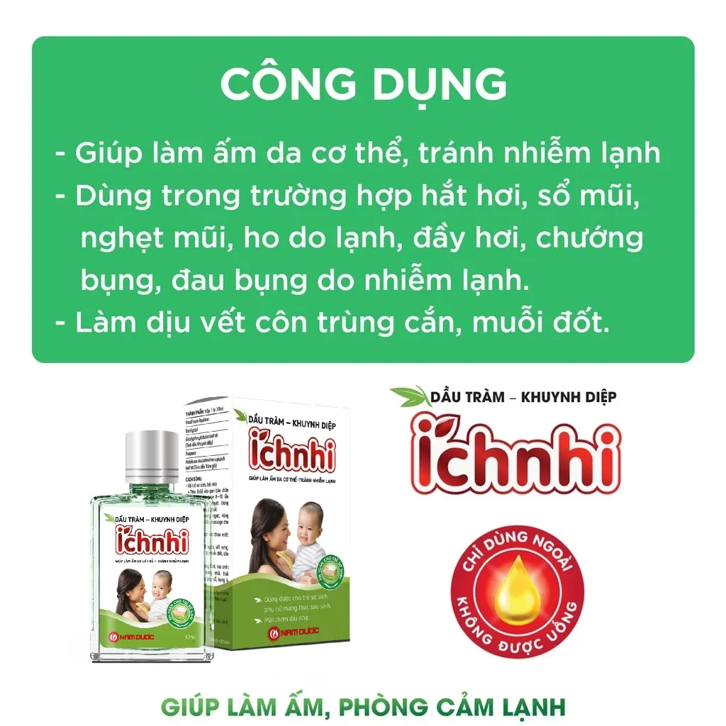 Ảnh Dầu tràm khuynh diệp Ích Nhi 30ml giúp phòng cảm lạnh, làm ấm, an toàn cho trẻ sơ sinh và phụ nữ có thai, sau sinh 4