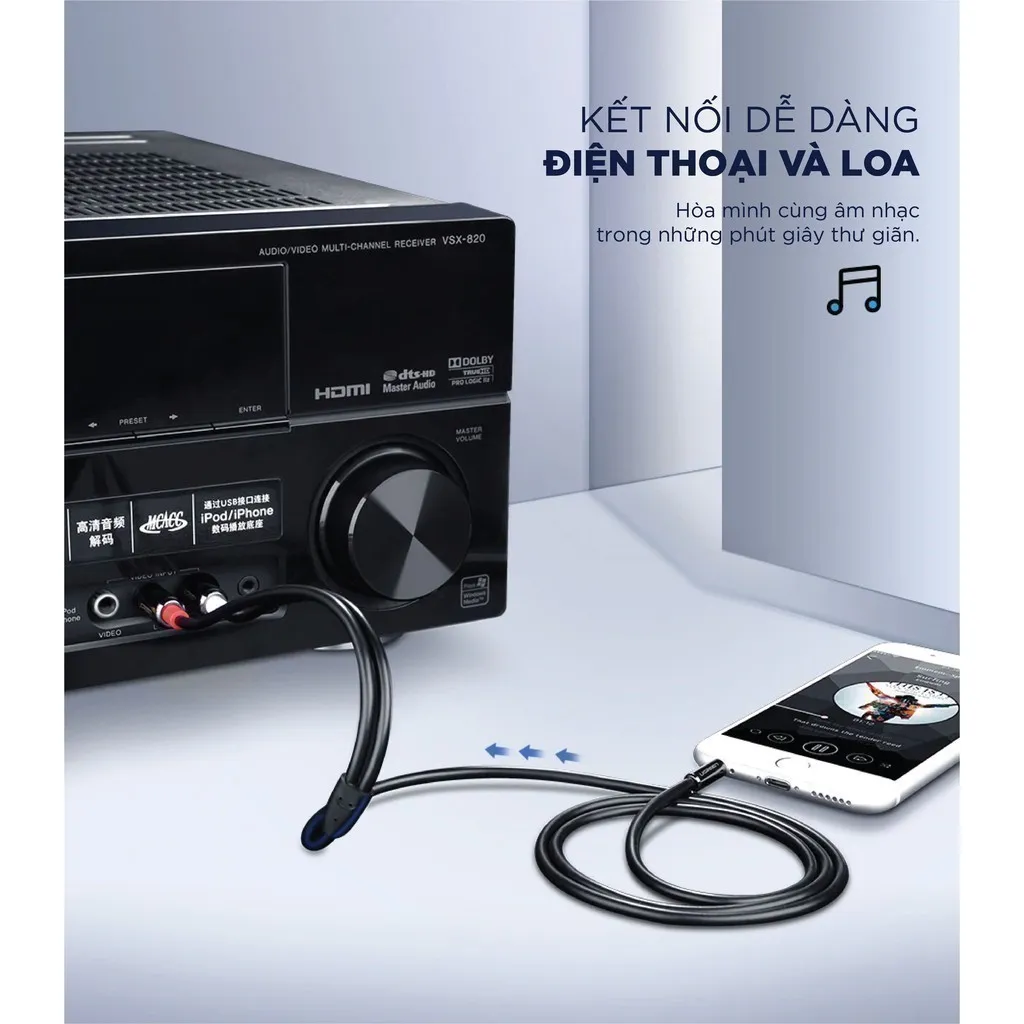 Ảnh Dây Audio 3.5mm ra 2 đầu RCA (Hoa sen) UGREEN AV116 | Đầu nối mạ vàng 14K | Kết nối dễ dàng | Bảo Hành 18 Tháng 1 Đổi 1. 3