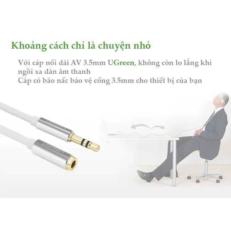 Ảnh Dây AV nối dài 3.5mm UGREEN AV118 |  Đầu mạ vàng hỗ trợ mic  | Vỏ cáp làm từ nhựa TPE | Bảo hành 18 tháng 1 đổi 1 10592 2