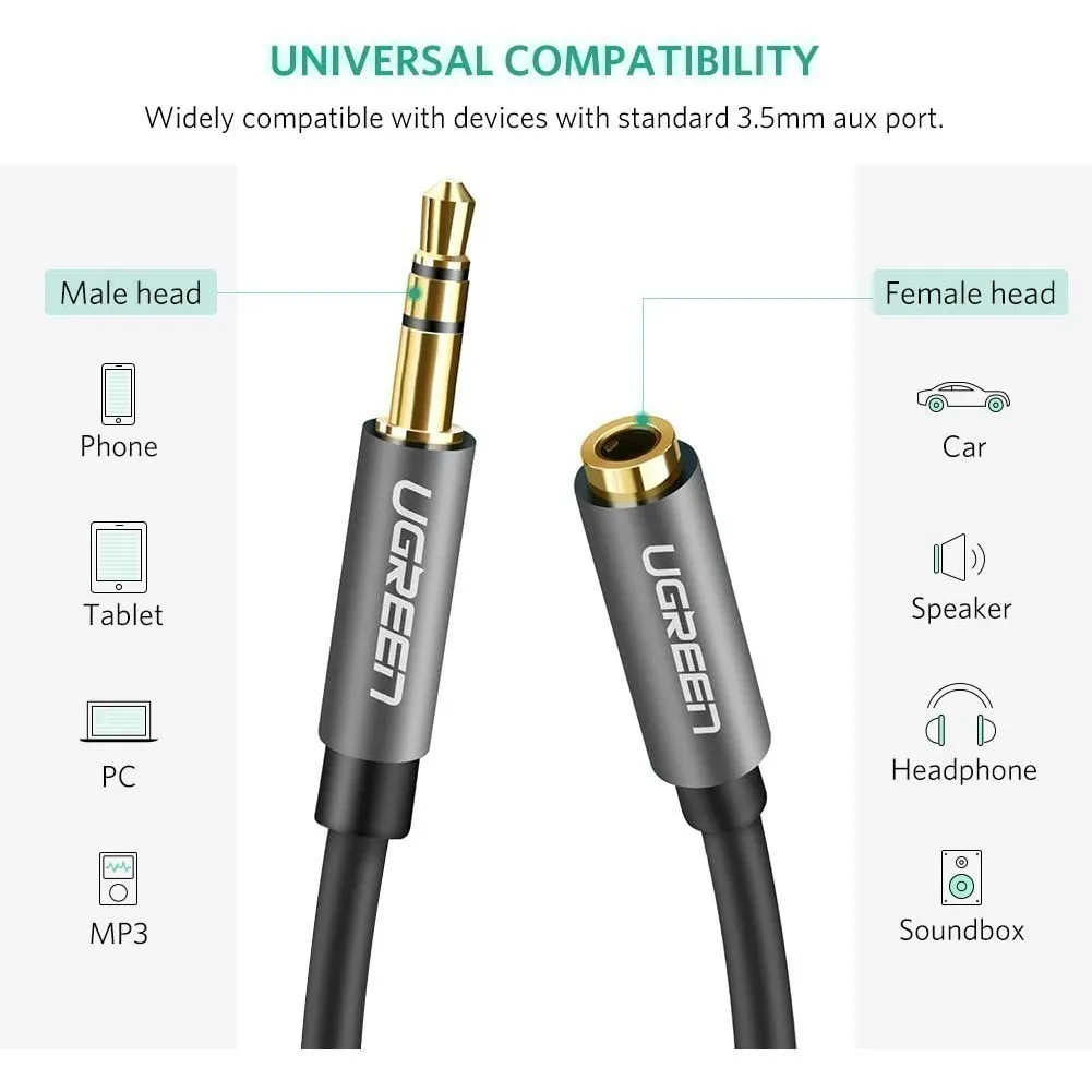 Ảnh Dây AV nối dài 3.5mm UGREEN AV118 |  Đầu mạ vàng hỗ trợ mic  | Vỏ cáp làm từ nhựa TPE | Bảo hành 18 tháng 1 đổi 1 10592 4
